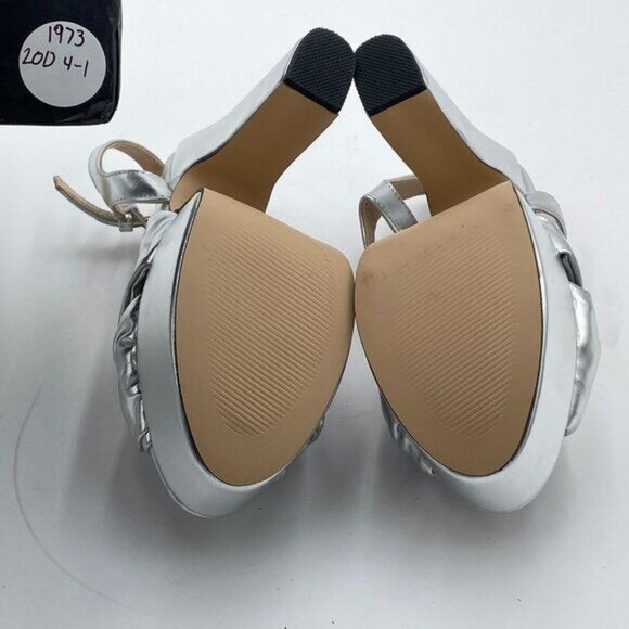 FSJ Silver Platform Chunky Block High Heel Sandals Peep Toe Ankle Strap Shoes - Picture 6 of 8